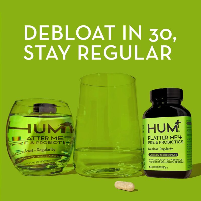 HUM Flatter Me Digestive Enzymes with Probiotics & Prebiotics - Fast-Acting Bloat Relief, Digestive Health and Regularity, Vegan Formula 60 Servings - Image 3