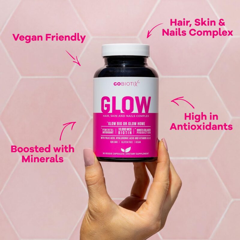 GoBiotix Hair Skin and Nails Vitamin Supplement - Biotin Pills with Hyaluronic Acid, Folate, Iron, Magnesium, and Zinc - Collagen Production, Hair Growth - Image 2