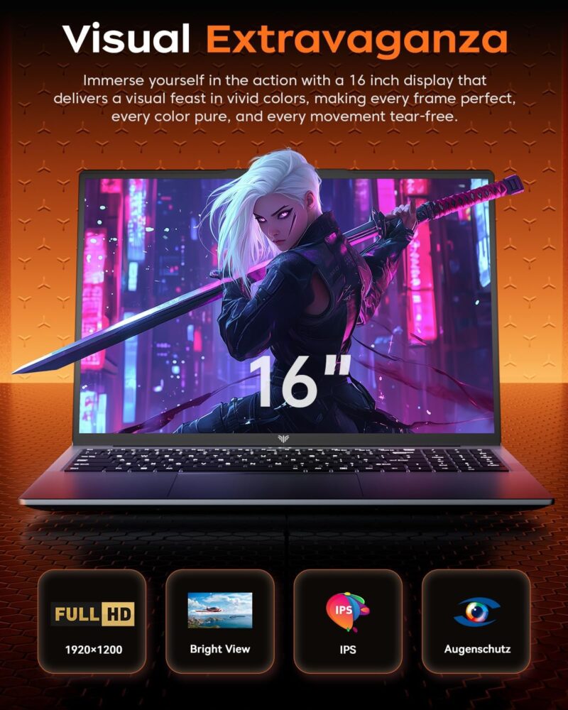2025 AMD Laptop, 16.0inch Laptop Computer with AMD Ryzen 7 5000 Series(8C/16T, Up to 4.3GHz), 16GB RAM 512GB NVMe SSD Windows 11 Laptop, Radeon RX Vega 8 Graphics,WiFi 6, Backlit KB,53Wh Battery,Gray - Image 4