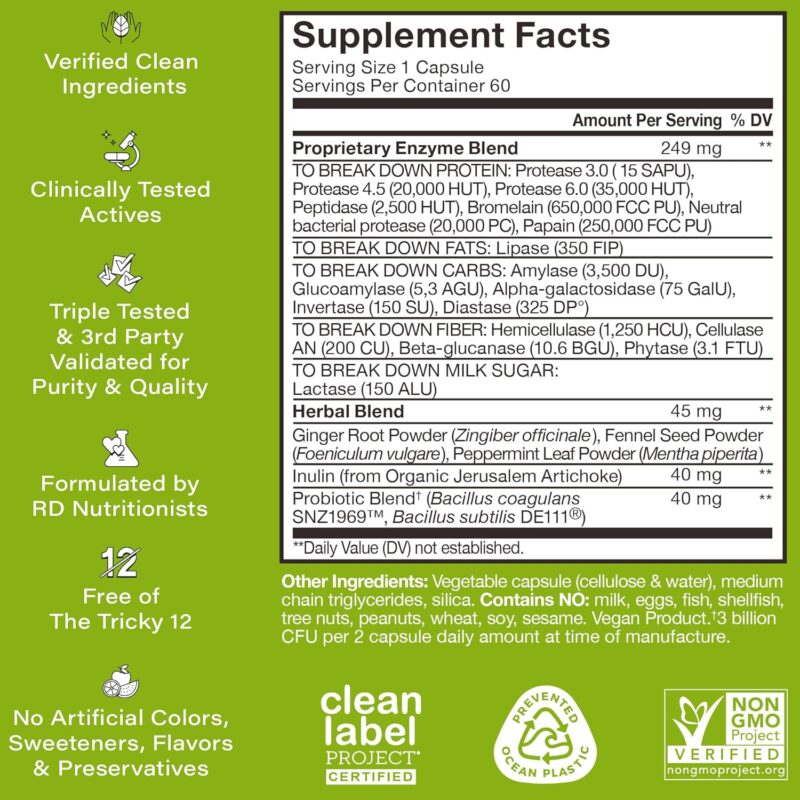 HUM Flatter Me Digestive Enzymes with Probiotics & Prebiotics - Fast-Acting Bloat Relief, Digestive Health and Regularity, Vegan Formula 60 Servings - Image 4